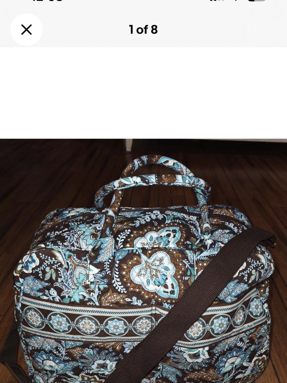 New Vera Bradley Vintage Java Blue Large Weekender Carry On Bag Retired Rare